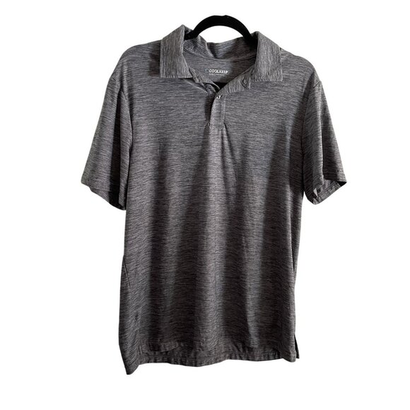 Cool Keep Men SZ L Heather Gray Short Sleeve 2 Button Collared Polo Shirt - Picture 1 of 10